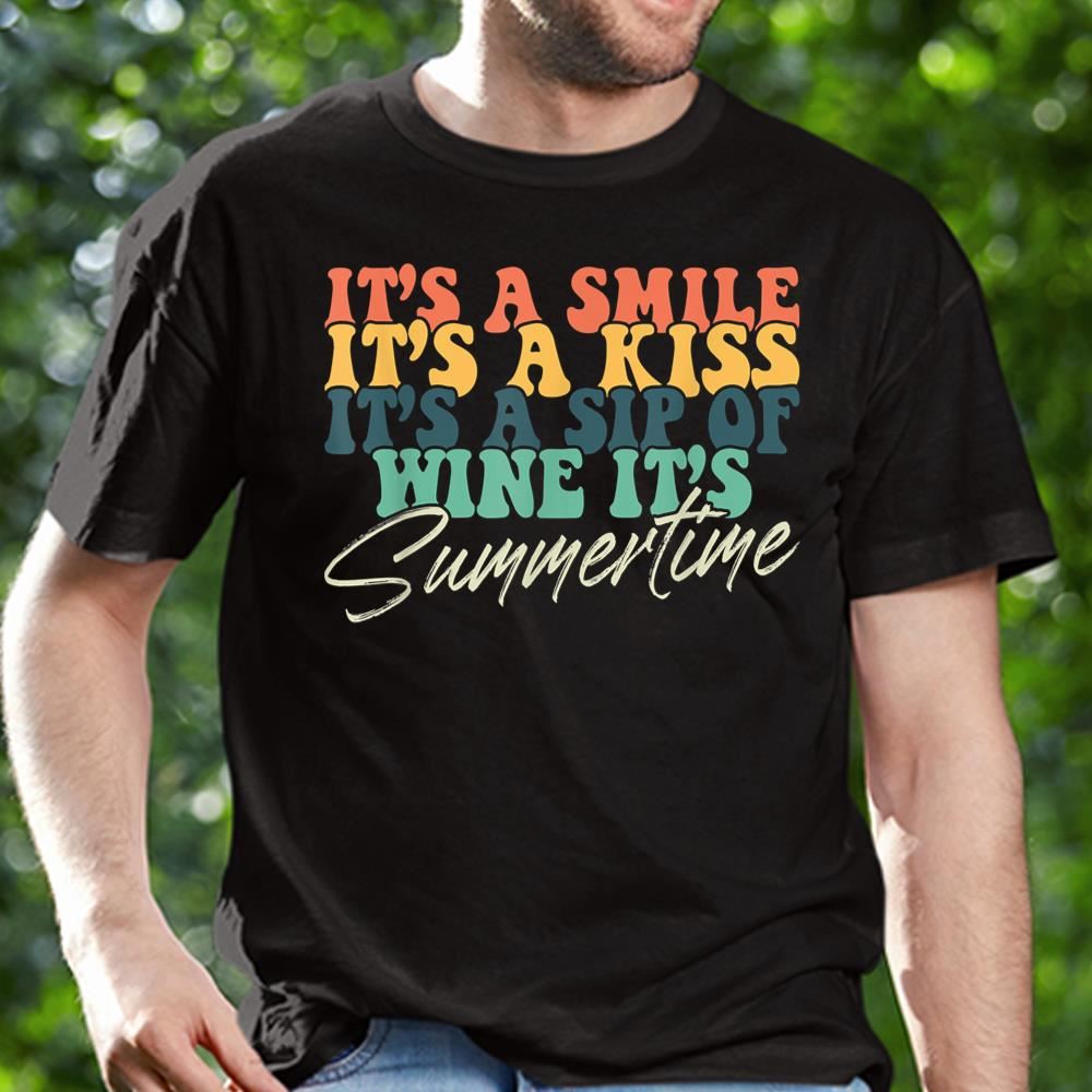 Its A Smile Its A Kiss Its A Sip Of Wine Its Summertime Shirt Misbhv Mens Graphic T-shirt In Black