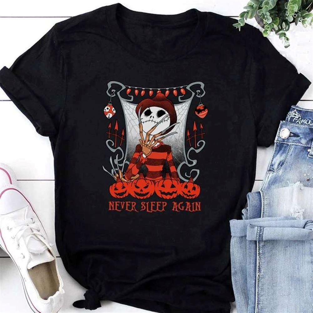 Jack Skellington Never Sleep Again Nightmare Before Christmas Halloween T-shirt