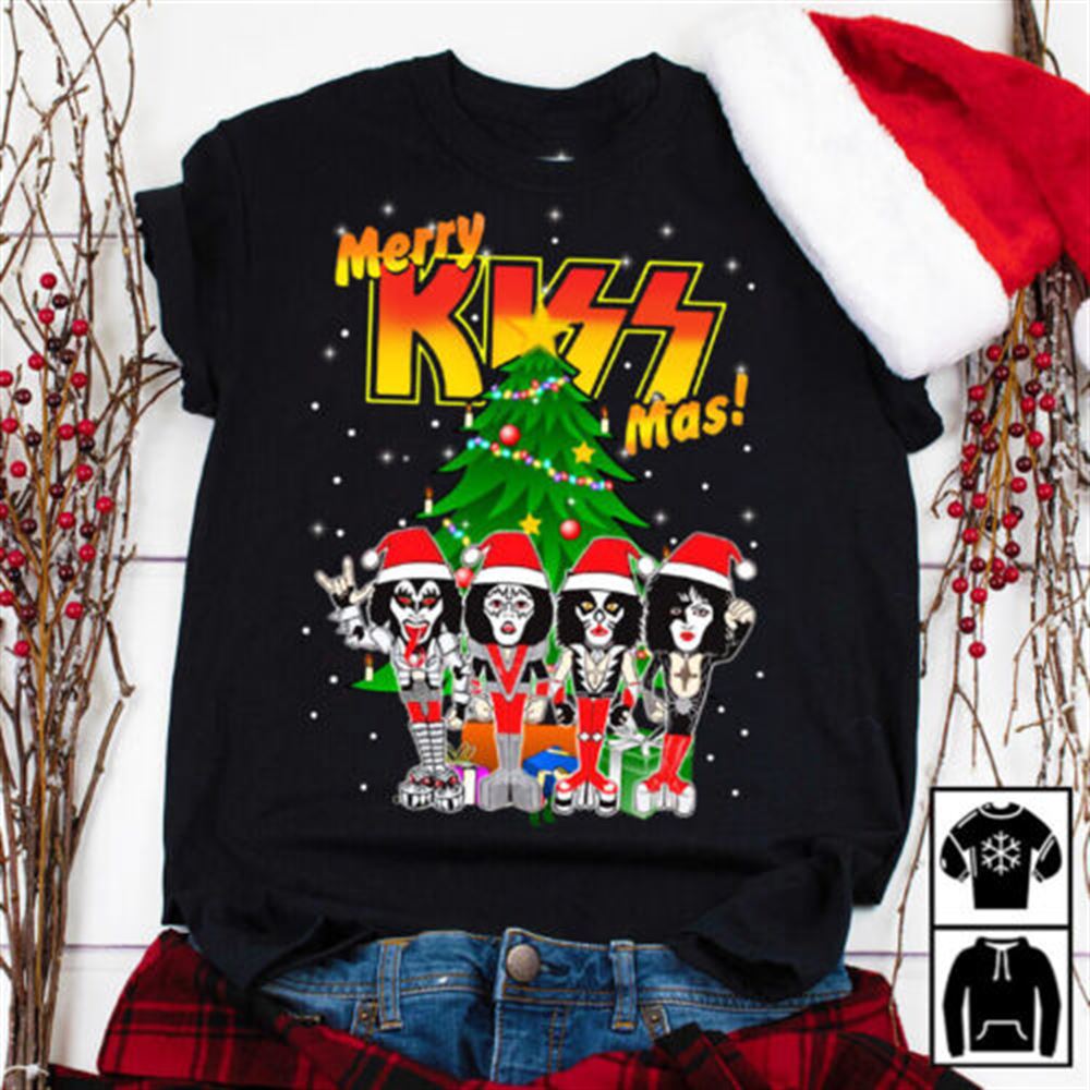 Kiss Merry Kissmas- Kiss Christmas T-shirt Black Men All Size