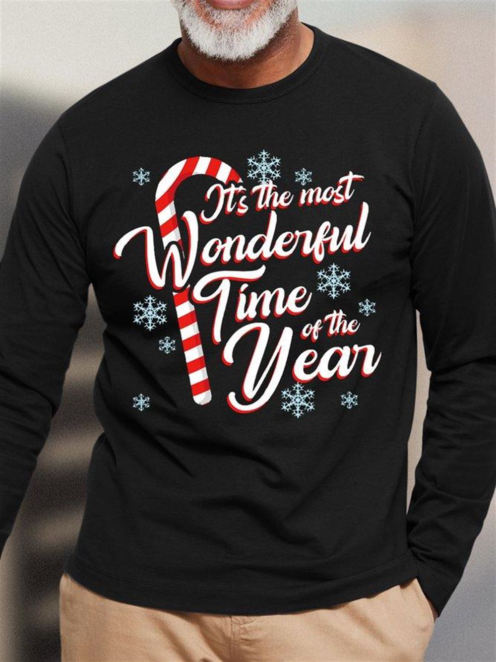 Men Long Sleeve Shirt Its The Most Wonderful Time Of The Year Casual Christmas Tops