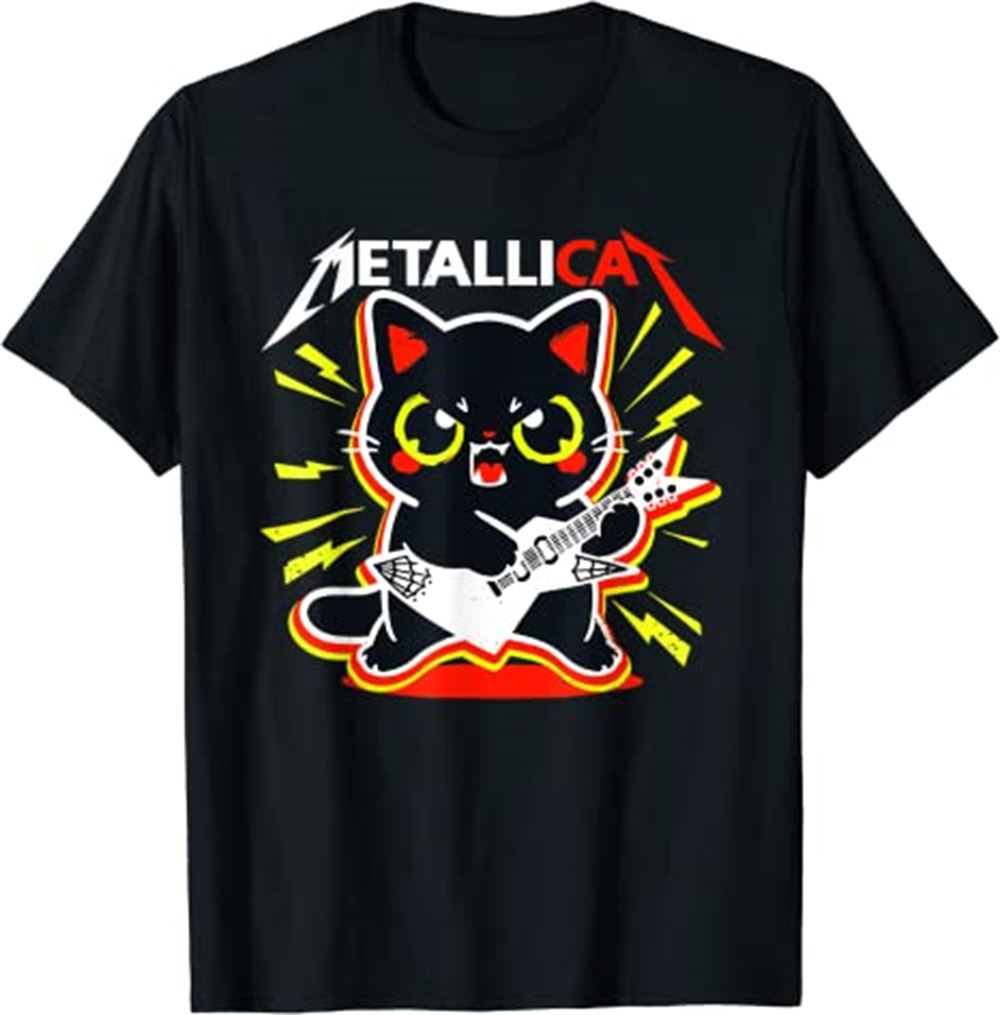 Meowtallica Cat Rock 90s Meow For Music Band Of Friends T Shirt