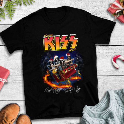 Merry Kissmas Signatures Christmas Black Men All Size Black Men Tshirt Christmas Style Classic T-shirt