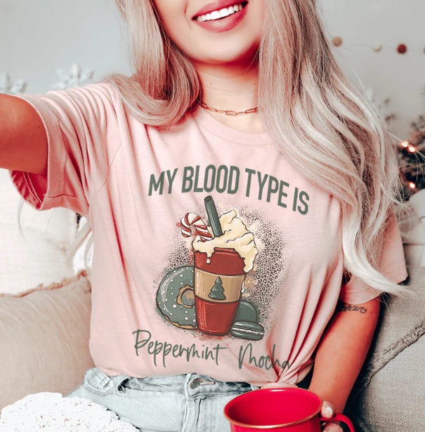 My Blood Type Is Peppermint Mocha Tee Unisex Short Sleeve Classic Tee