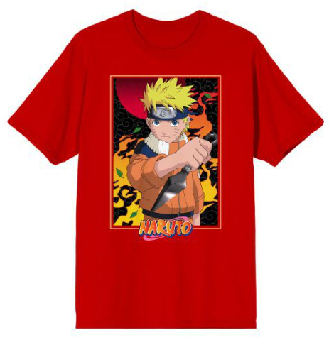 Naruto Classic Fiery Ninja Naruto Mens Red T-shirt