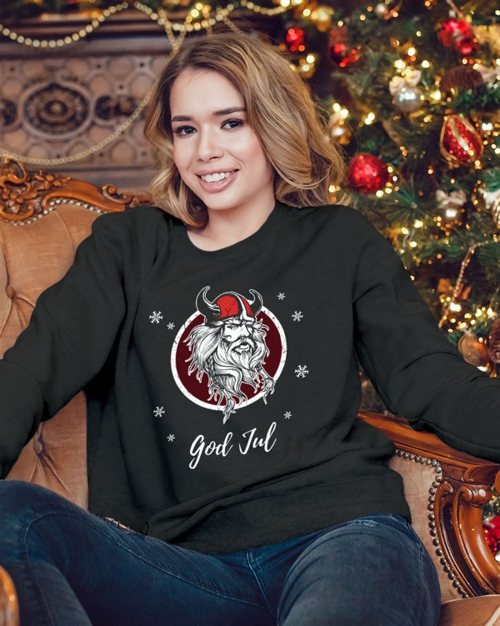 Norwegian Viking God Jul Crewneck Sweatshirt