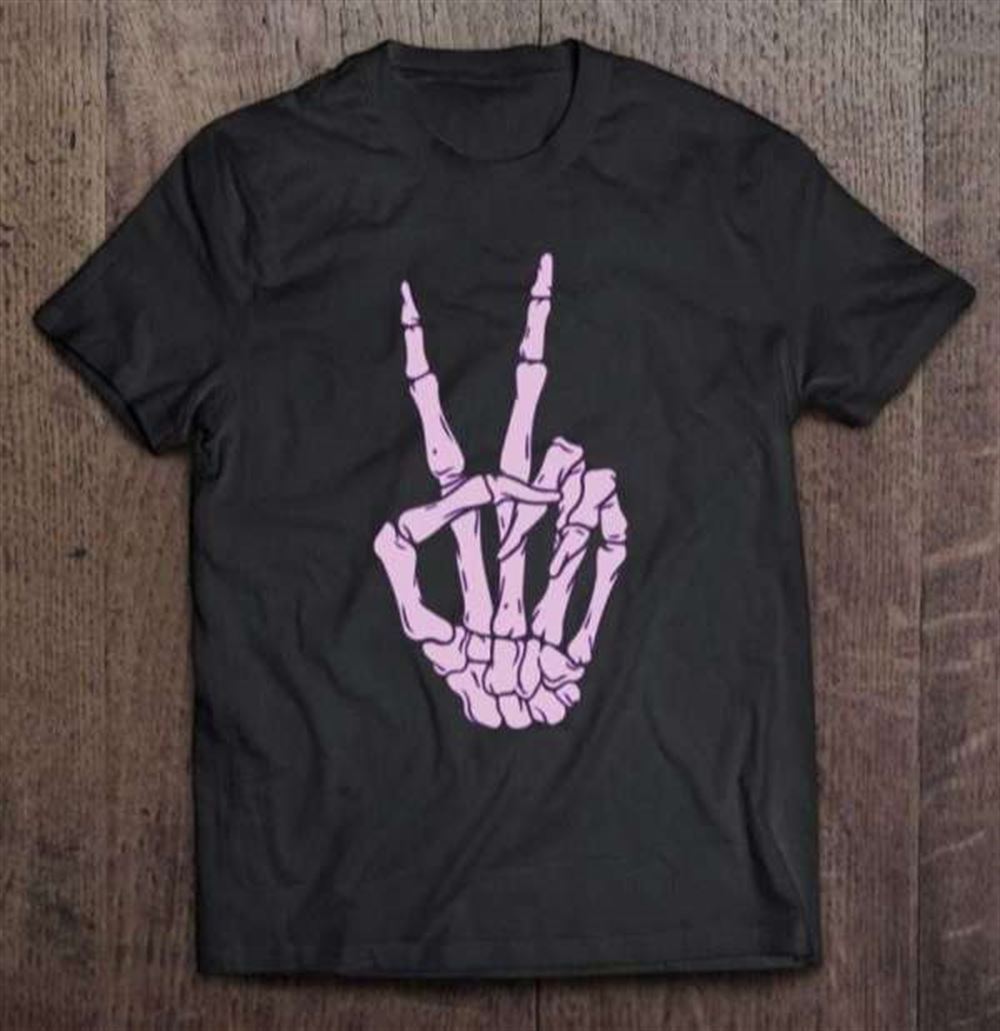 Pastel Purple Peace Sign Skeleton Big Hand Halloween Unisex Shirt