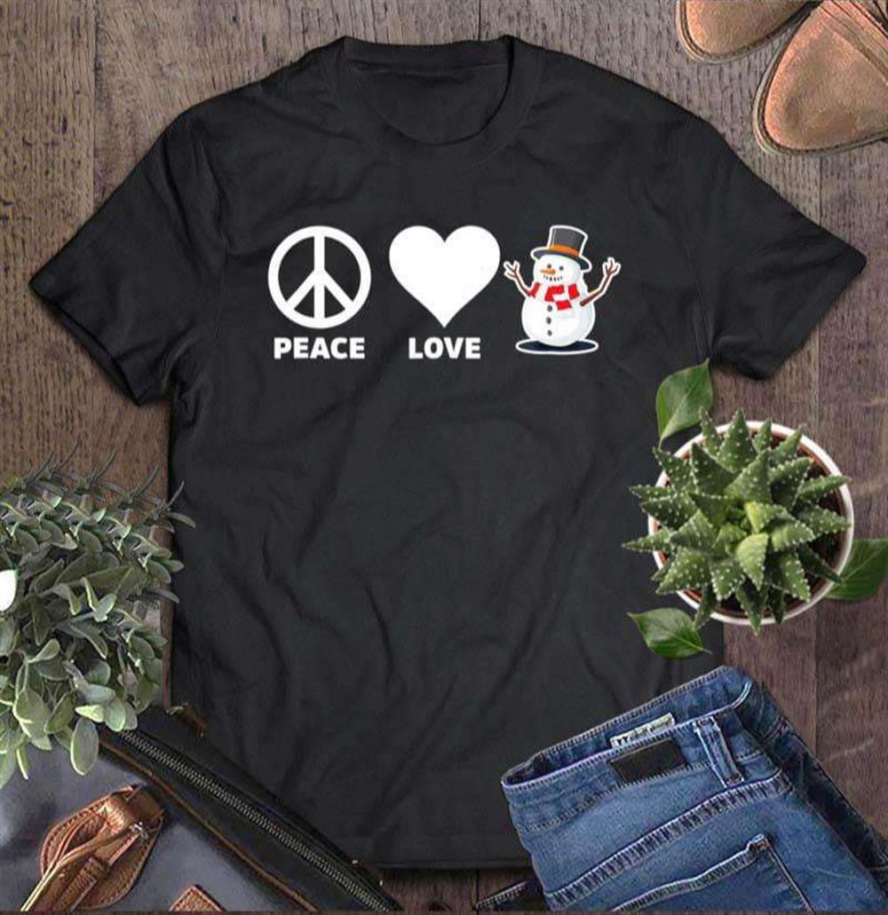 Peace Love Snowman Xmas Holiday Novelty Gift T-shirt