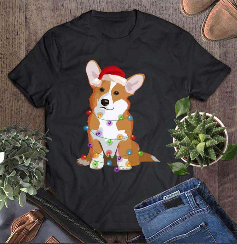 Pembroke Welsh Corgi Pwc Christmas Lights Xmas Dog T-shirt