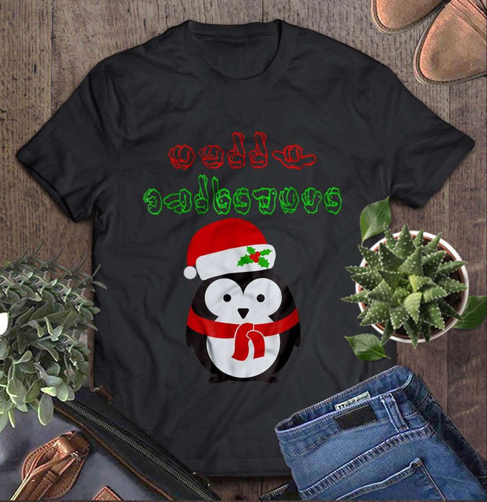 Penguin American Sign Language Christmas T-shirt