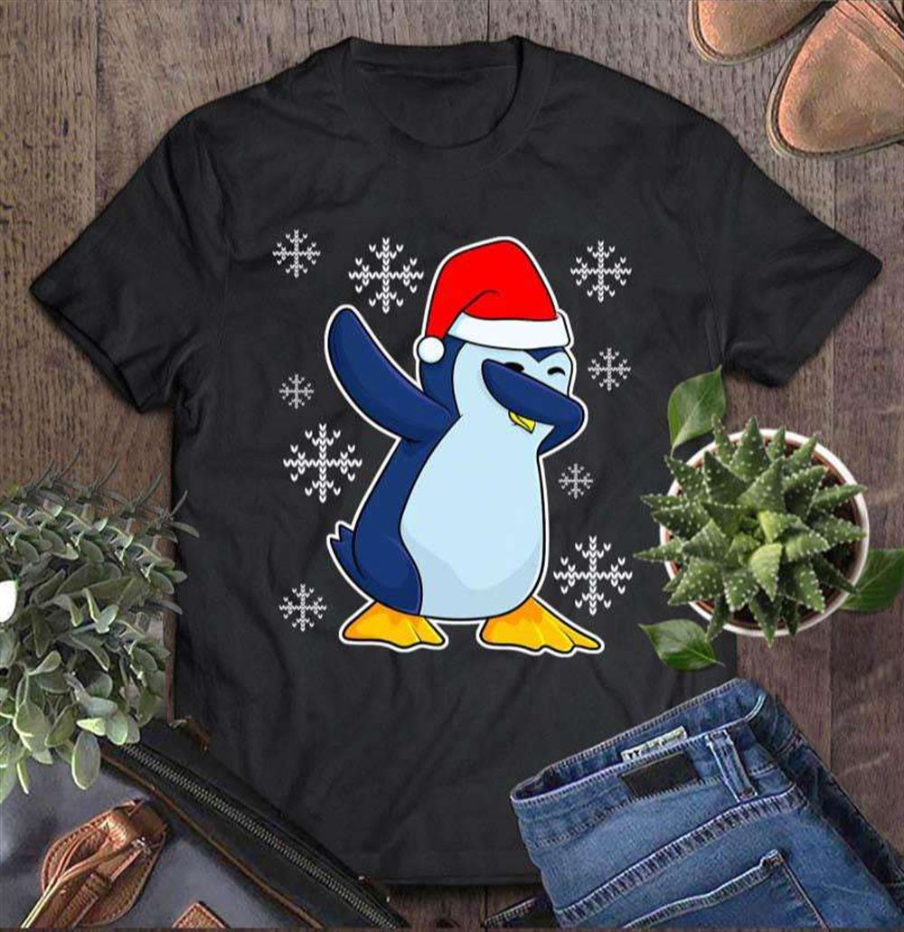 Penguin Dabbing Santa Hat T-shirt