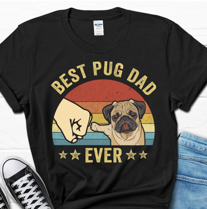 Pug Happy Fathers Day To The Best Dog Dad Vintage Shirt