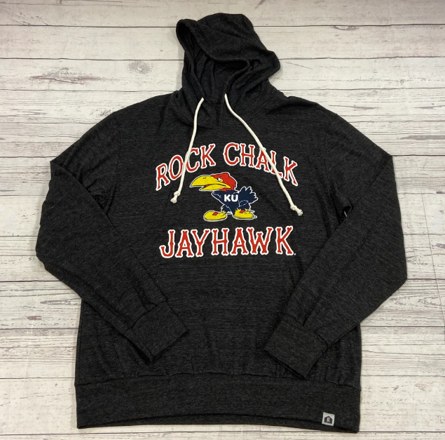 Rally House Charcoal Rock Chalk Jayhawk Ku Kansas Ncaa Hoodie Shirt Women