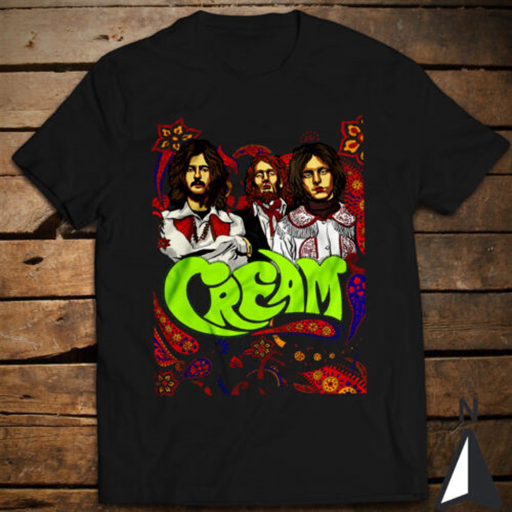 Retro Rock Band T-shirt Cream Jack Bruce Eric Clapton Ginger Baker Unisex Short Sleeve Classic Tee