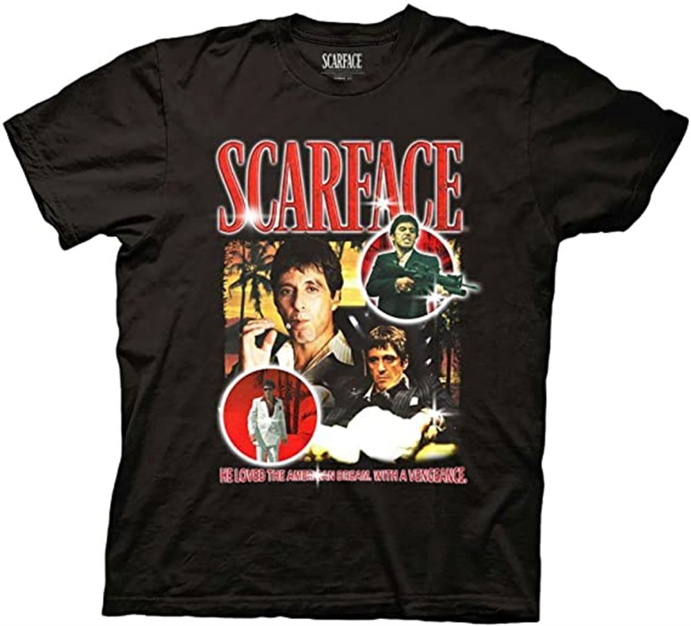 Ripple Junction Mens Scarface Tony Montana T-shirt - Scarface Fashion Shirt - Scarface Tony Montana Tee