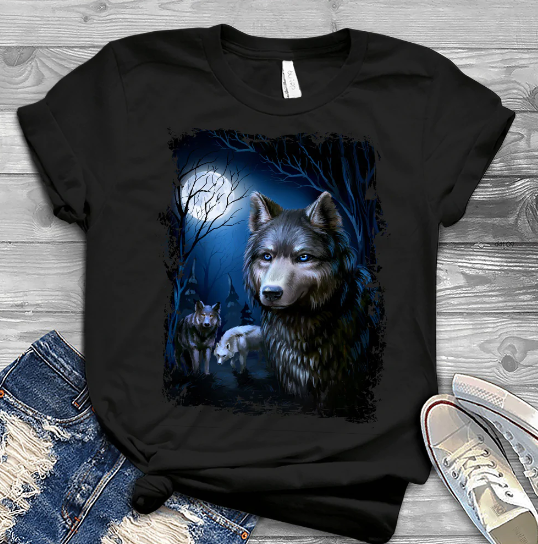 Short Sleeve Classic Tee For Man Wolf Lovers Shirt Wolf Dark Classic T Shirt