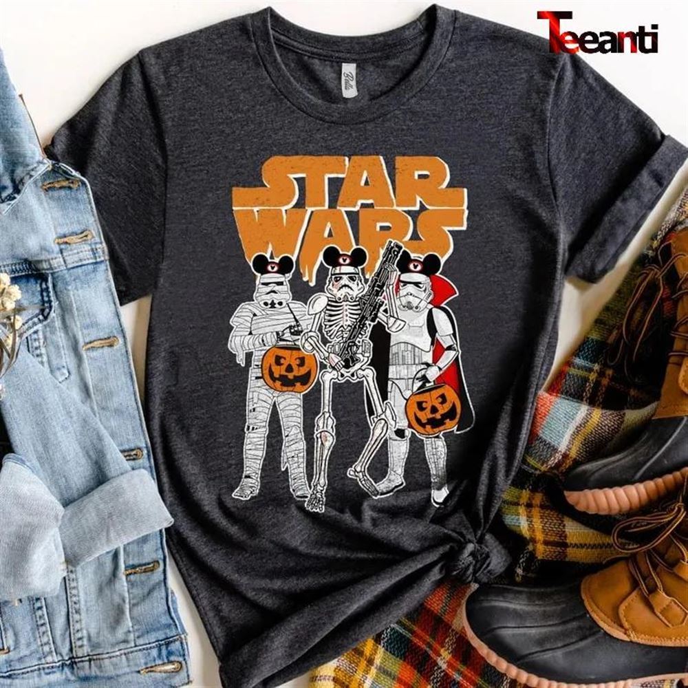 Star Wars Stormtrooper Skeleton Costume Mickey Ears Halloween T-shirt