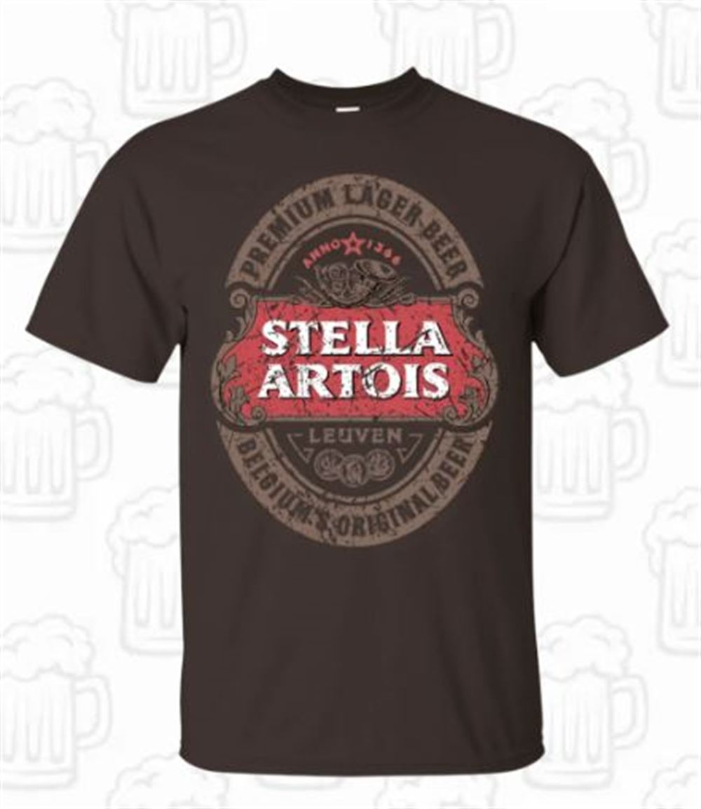 Stella Artois Beer T-shirt Custom Designed Color Worn Label Pattern