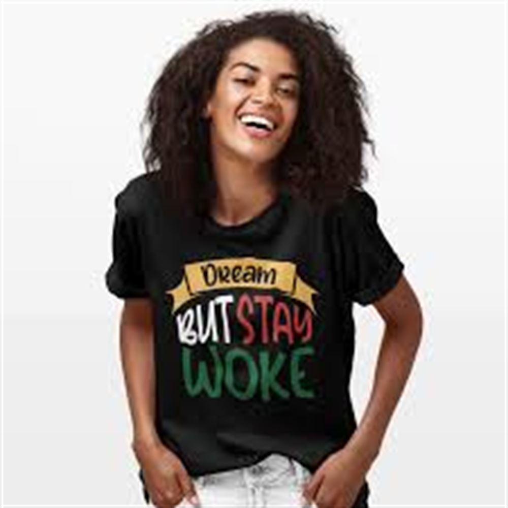 T-shirt Casual Daily Crewneck Short Sleeve Graphic Basic Unisex Tee Stay Woke Tshirt