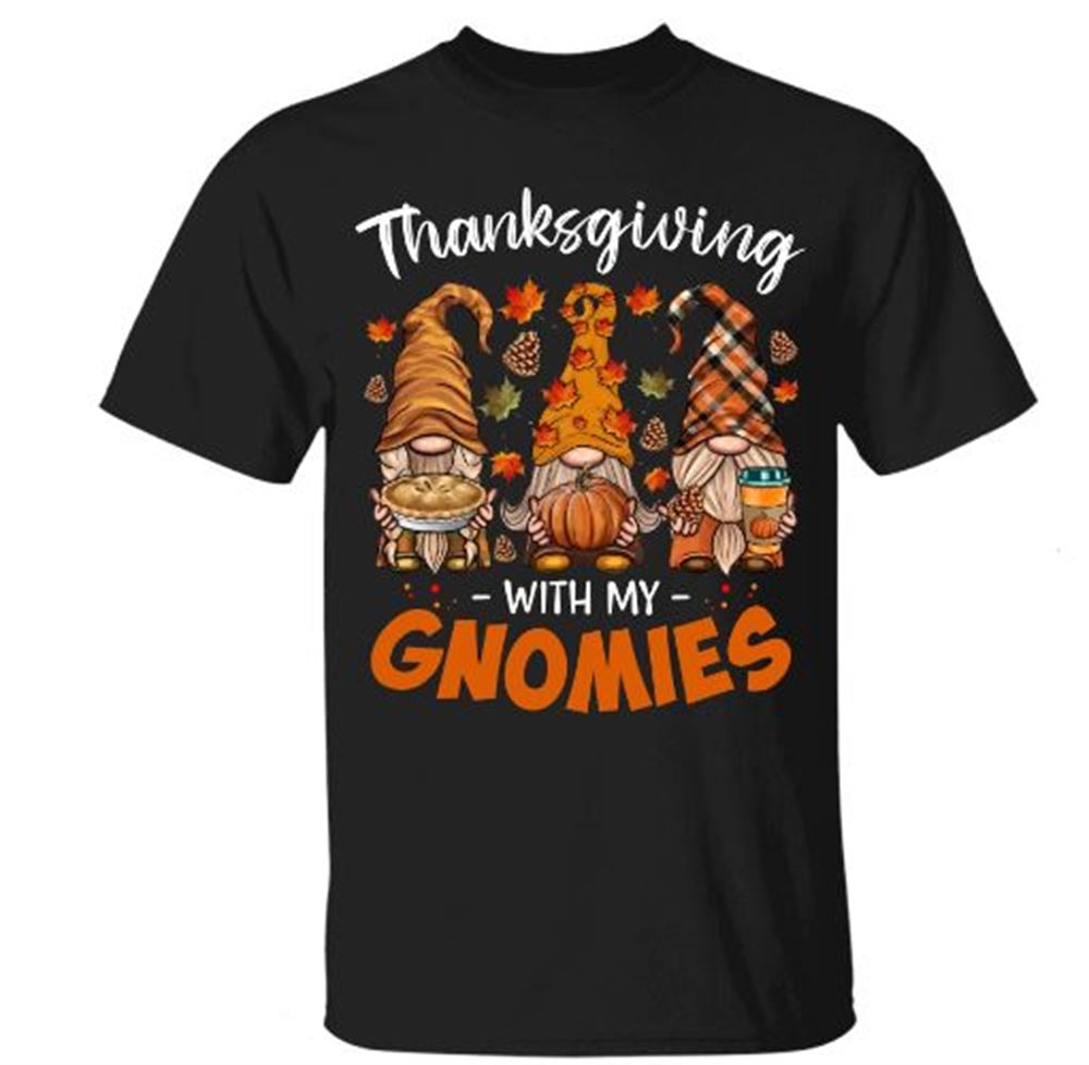 Thanksgiving With My Gnomie Leopard Pumpkin Funny Autumn Gnomes Shirt