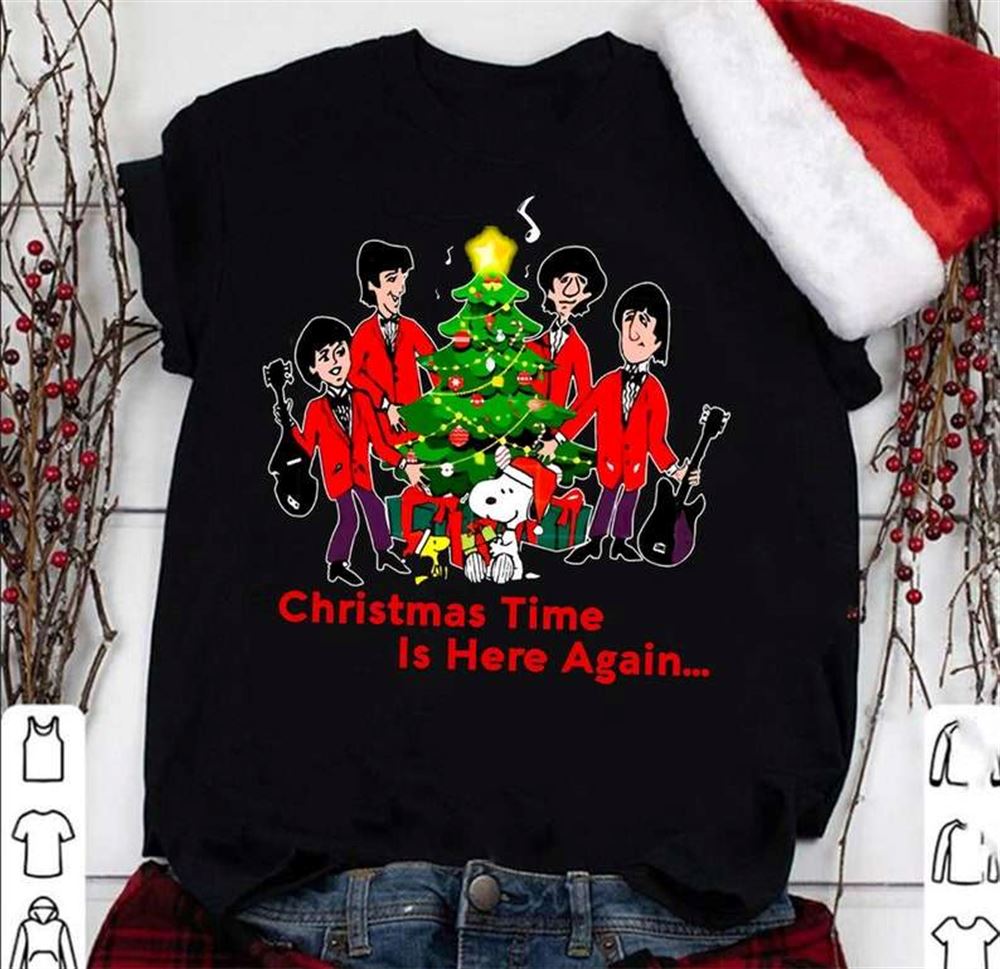 The Beatles And Snoopy Christmas Time Here Again Christmas T-shirt