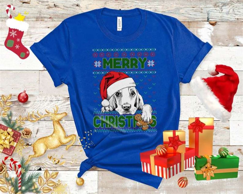 Ugly Santa Riding Pitbull Dog Christmas Gift T-shirt