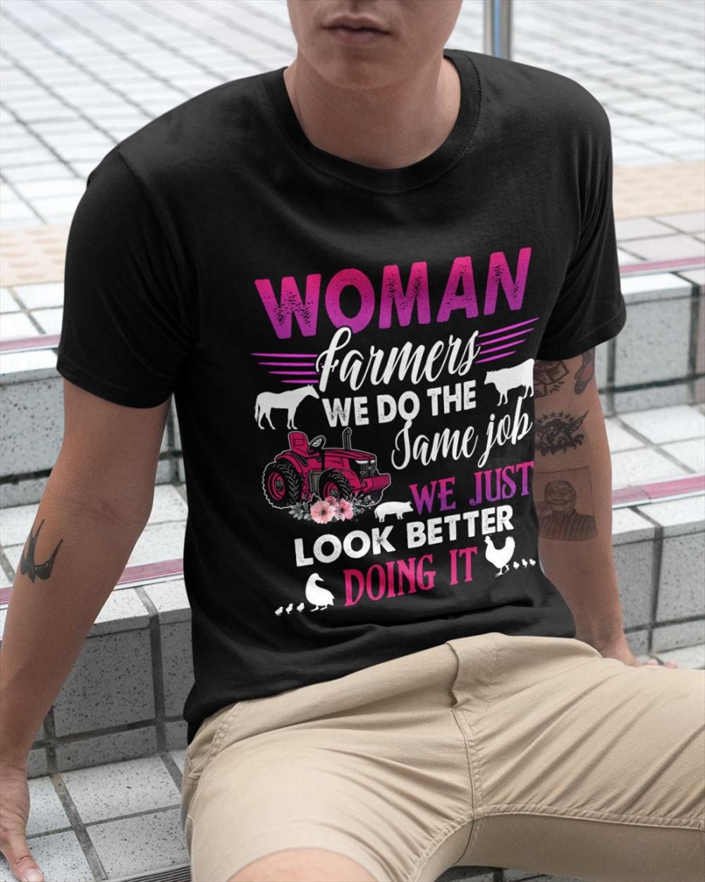 Woman Farmers We Do The Same Job We Just Look Better Doing It - Farmer Classic T-shirt T-shirt Casual Daily Crewneck Short Sleeve Graphic Basic Unisex Tee