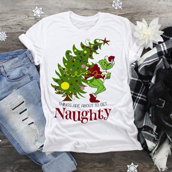 Women Round Neck Short Sleeves Grinch Christmas Shirt Christmas Holiday Short Sleeve Print Clothing Outfits