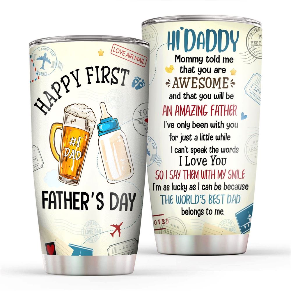 1st Fathers Day Gifts For New Dads Beer And Milk 20oz Tumbler