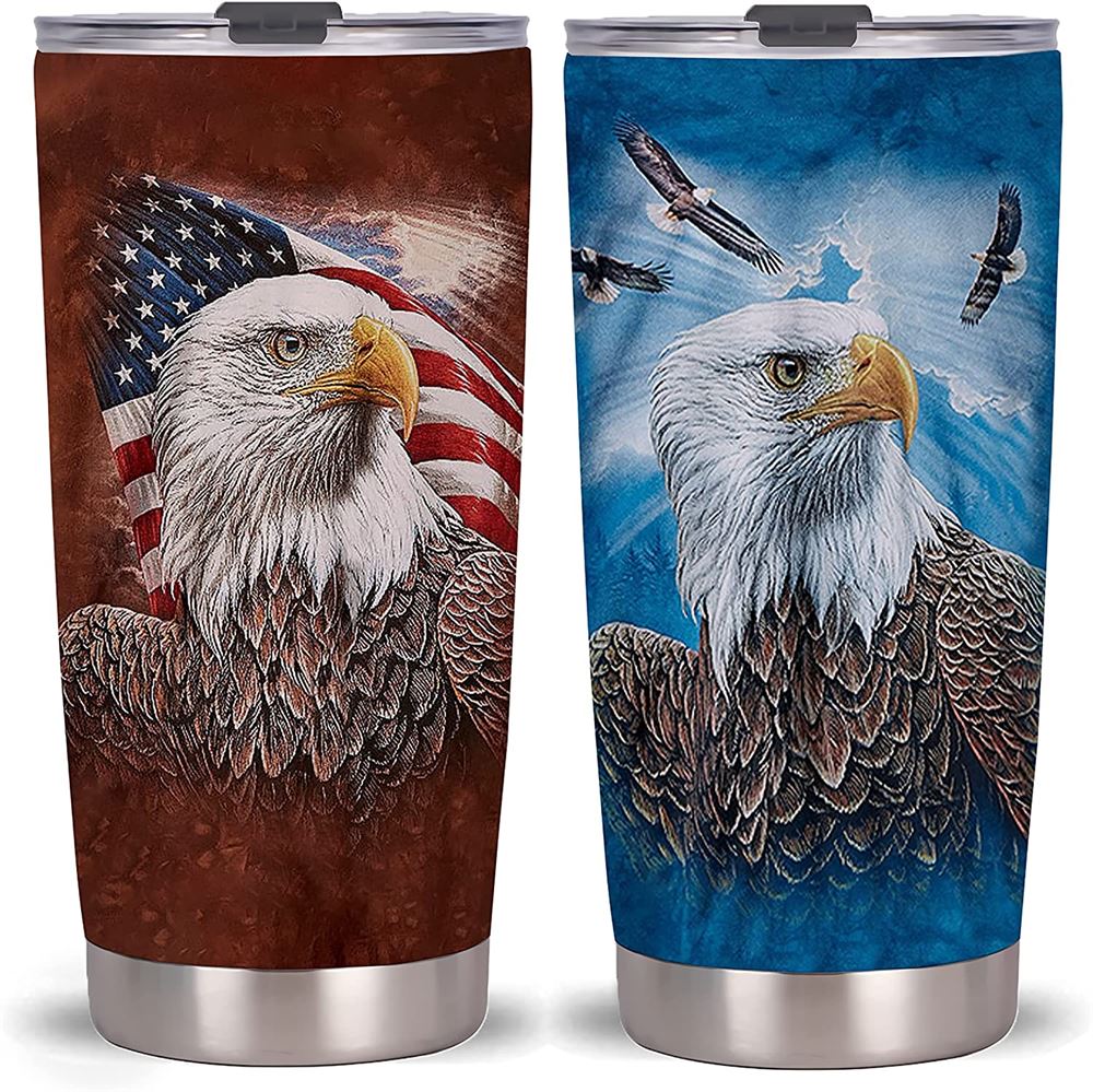 20 Oz Tumbler 20 Oz Bald Eagle Tumbler-stainless Steel Travel Mug With Lid And Straw Bald Eagle Tumb