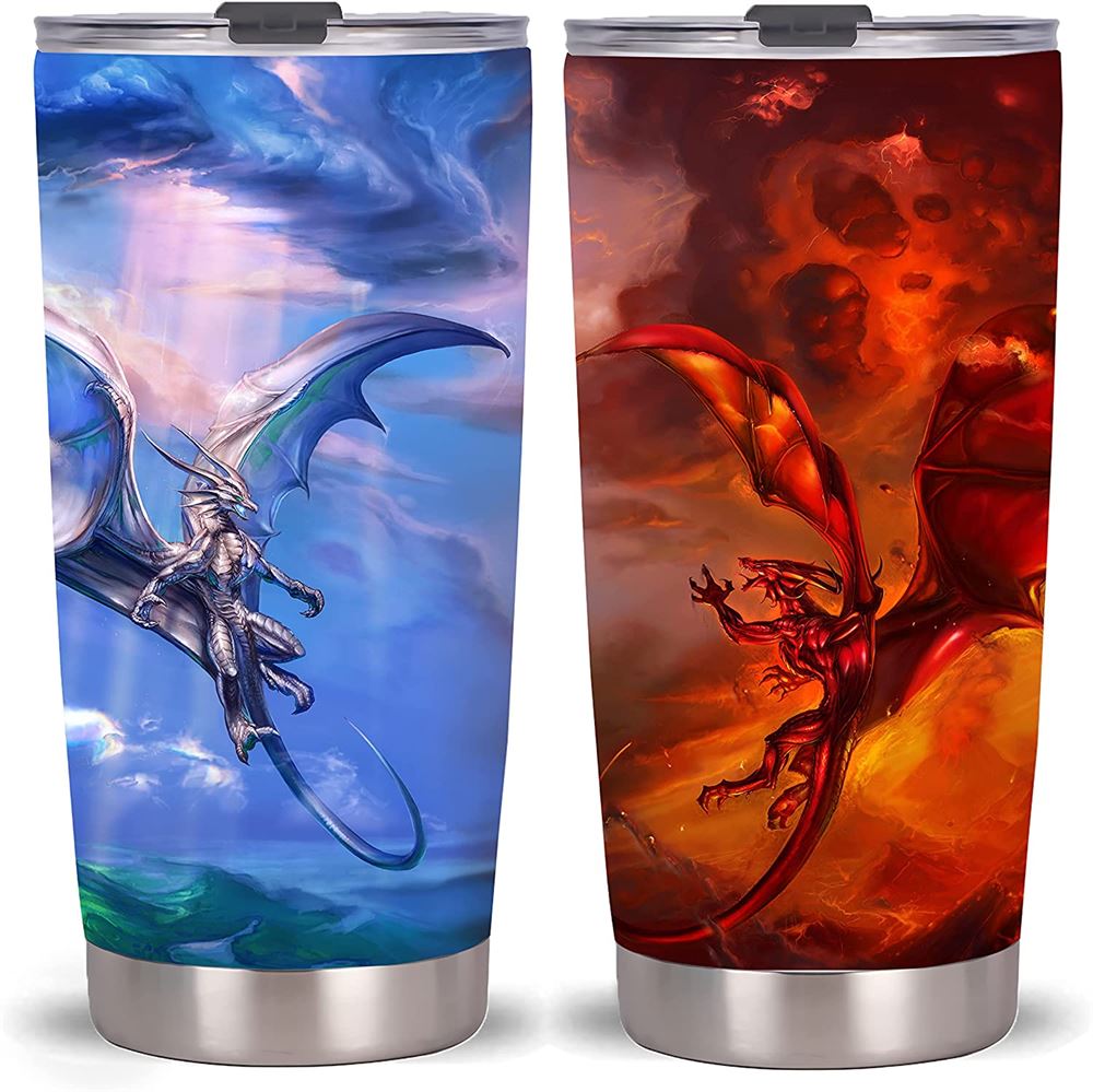 20 Oz Tumbler 20oz Dragon Tumbler -stainless Steel Travel Mug With Lid And Straw Dragon Tumbler