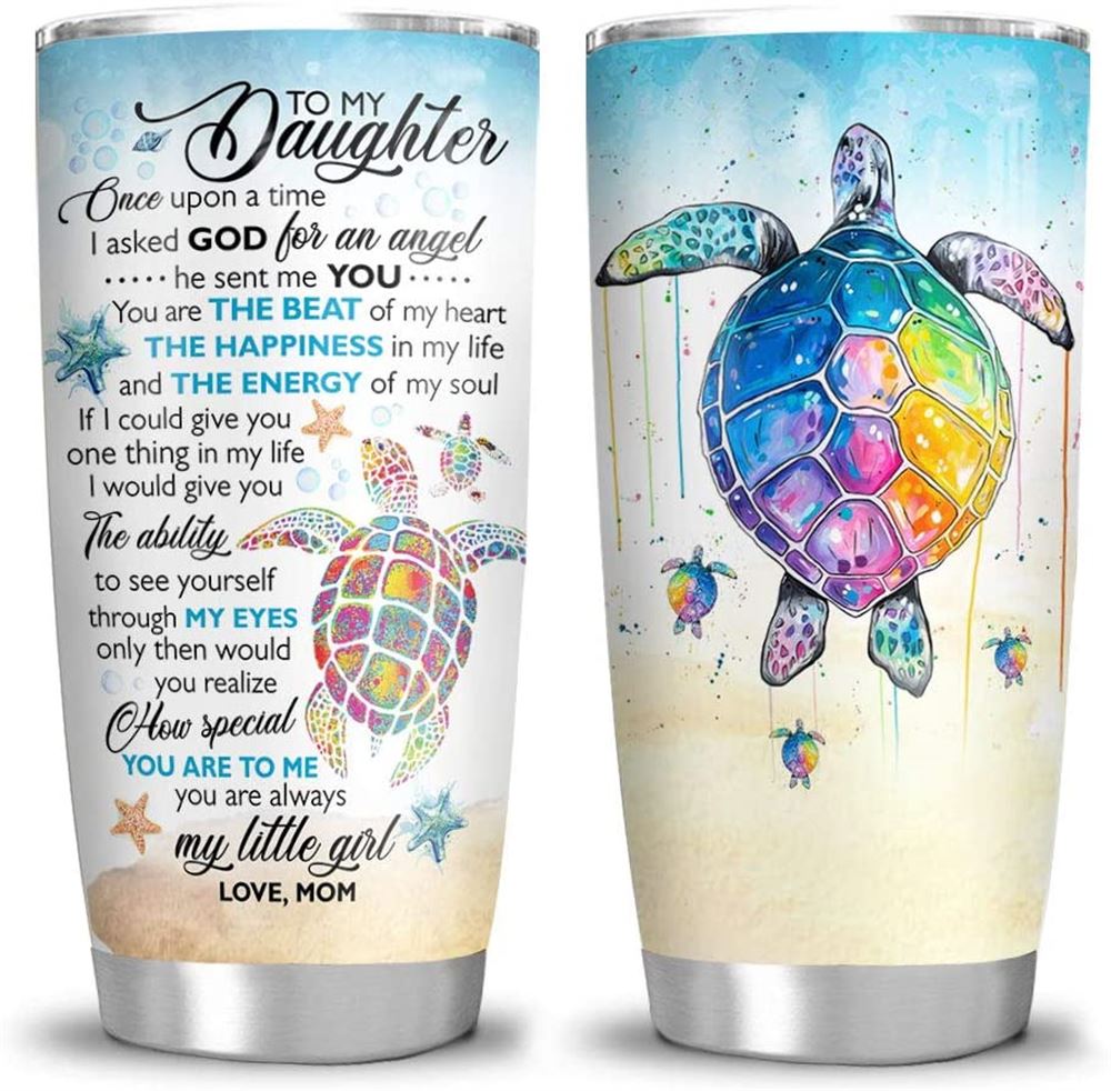 20 Oz Tumbler 20oz Mom To Daughter Colorful Sea Turtle Gift Tumbler Cup With Lid Double Wall Vacuum