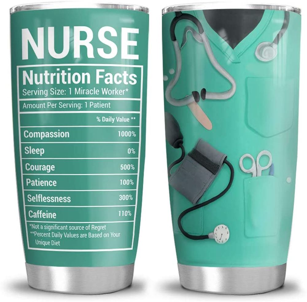 20 Oz Tumbler 20oz Nurse Nutrition Facts Nurse Gift Tumbler Cup With Lid Double Wall Vacuum Sporty T