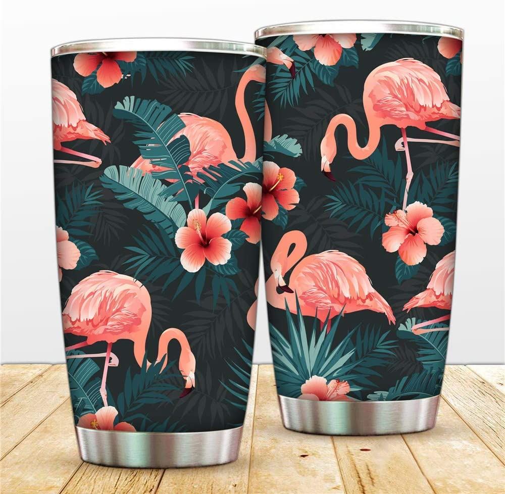 20 Oz Tumbler Flamingo Tumbler 20 Oz Flower Travel Coffee Cup Double Wall Vacuum Insulated Mug With