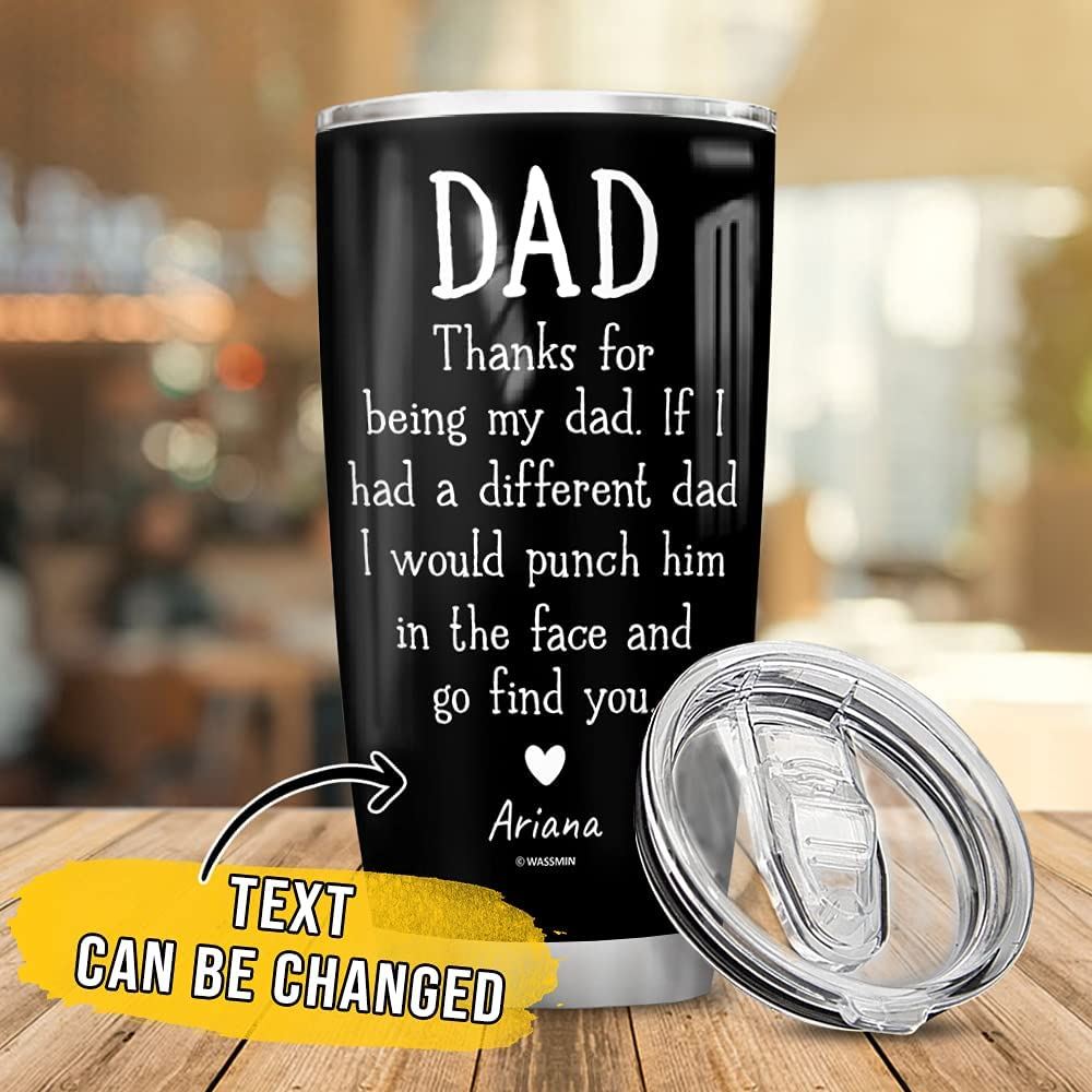 20 Oz Tumbler Personalized Dad Stainless Steel Tumbler Cup With Lid Custom Double Wall Vacuum Insula