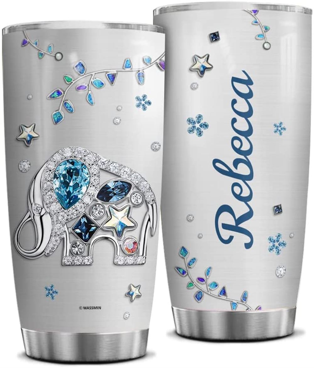 20 Oz Tumbler Personalized Elephant Tumbler Cup With Lid 20oz 30oz Jewelry Drawing Elephants Stainle