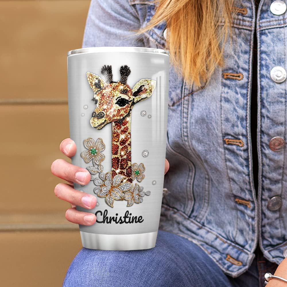 20 Oz Tumbler Personalized Giraffe Tumbler Cup With Lid 20oz 30oz Giraffe Animal Stainless Steel Dou