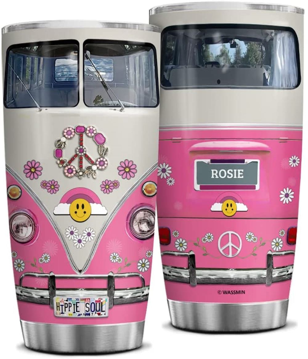 20 Oz Tumbler Personalized Hippie Van Stainless Steel Tumbler Cup With Lid 20oz 30oz Custom Name Cus