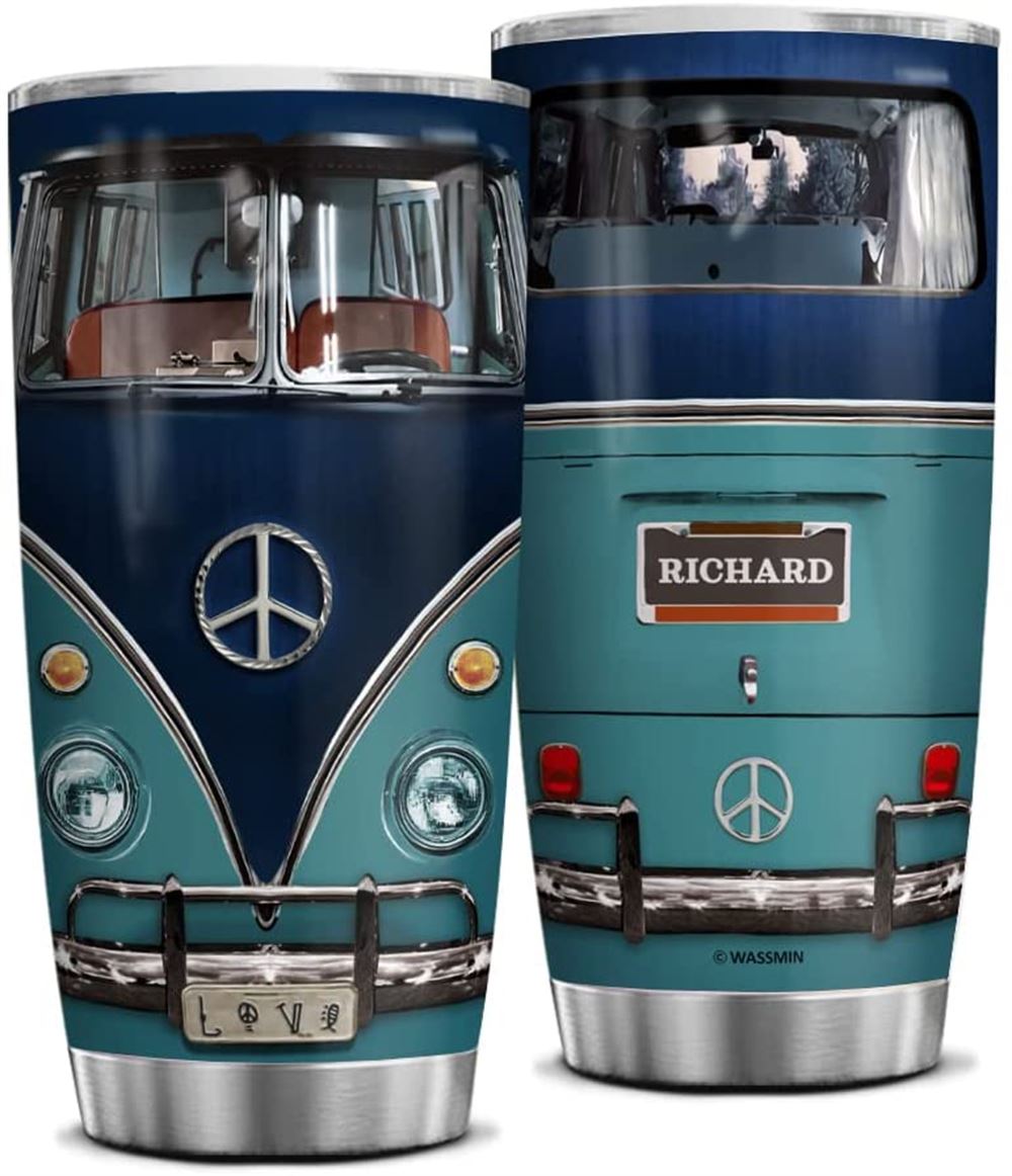 20 Oz Tumbler Personalized Hippie Van Tumbler Cup With Lid 20oz 30oz Custom Name Stainless Steel Dou