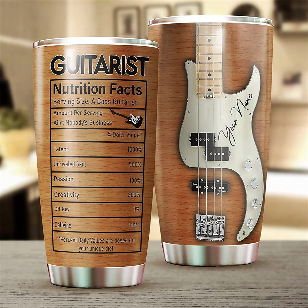 20 Oz Tumbler Personalized Stainless Steel Tumblers 20oz 30oz With Lid - Bass Guitar Tumbler Cup Wit