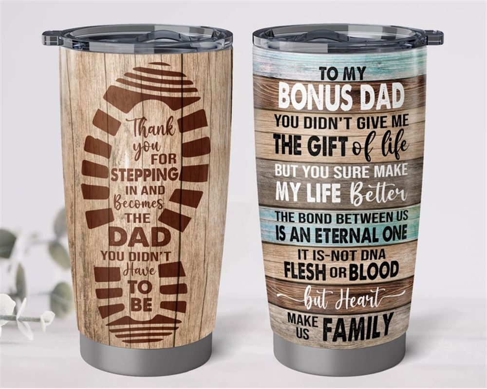 20 Oz Tumbler To My Bonus Dad Gifts Retro Dad Coffee Tumbler Step Dad Gifts Dad Gifts For Fathers D