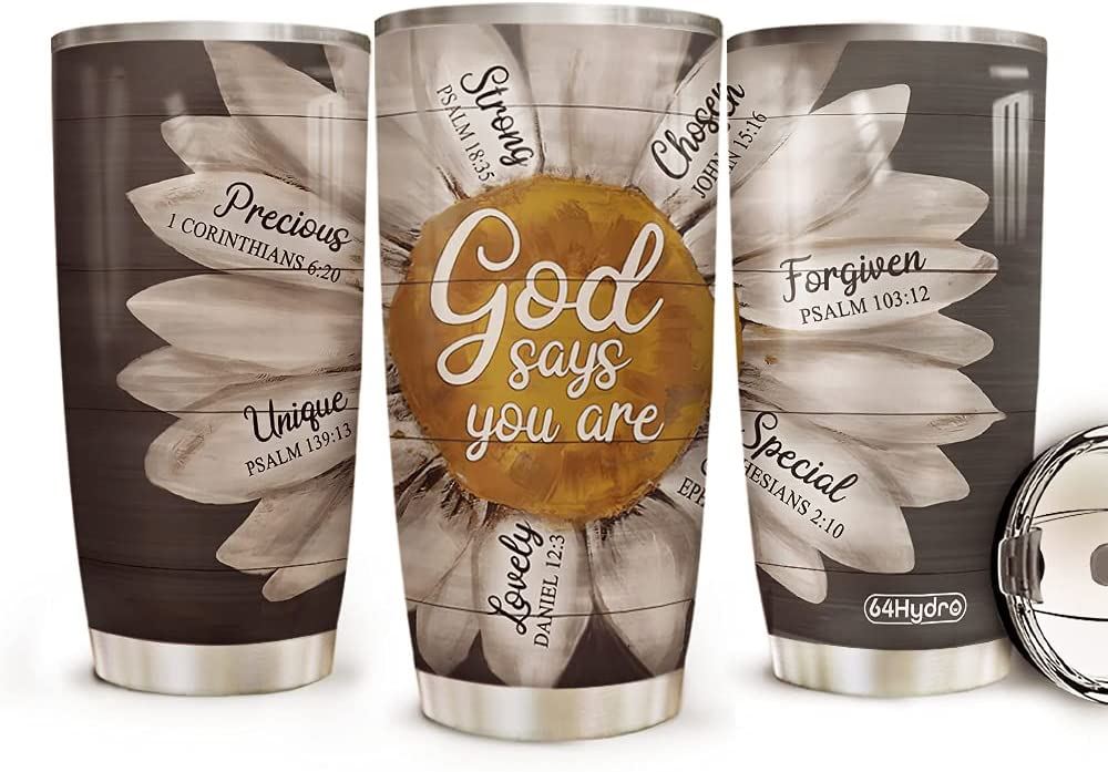 20oz Daisy God Says You Are Daisy Faith Daisy Lovers Daisy Inspiration Tumbler Cup With Lid Double W