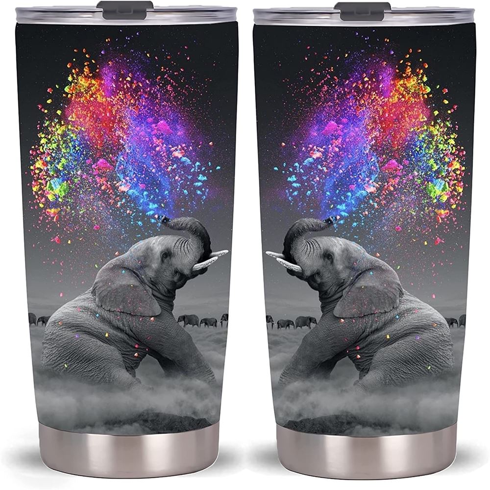 20oz Elephant Tumbler-stainless Steel Travel Mug With Lid And Straw Elephant Tumbler