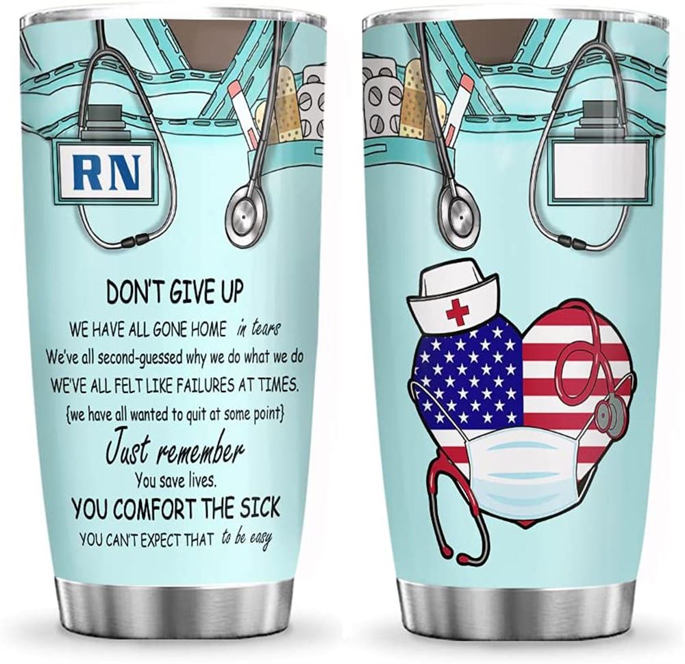 20oz Nurse Faith Nurse Typo Blue Nurse Design Nurse Inspiration Tumbler Cup With Lid Double Wall Vac