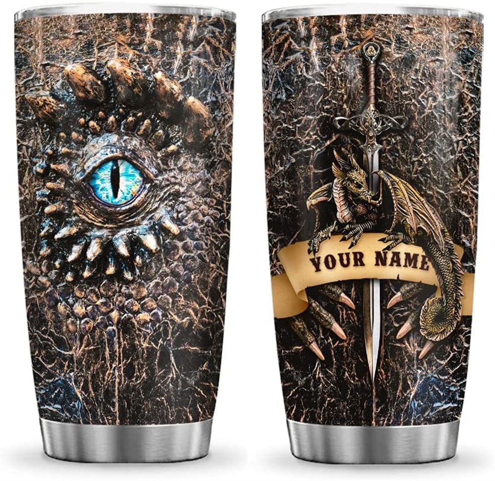 20oz Personalized Customized Name Dragon Eyes Dragon Knight Dragon Lover Tumbler Cup With Lid Double