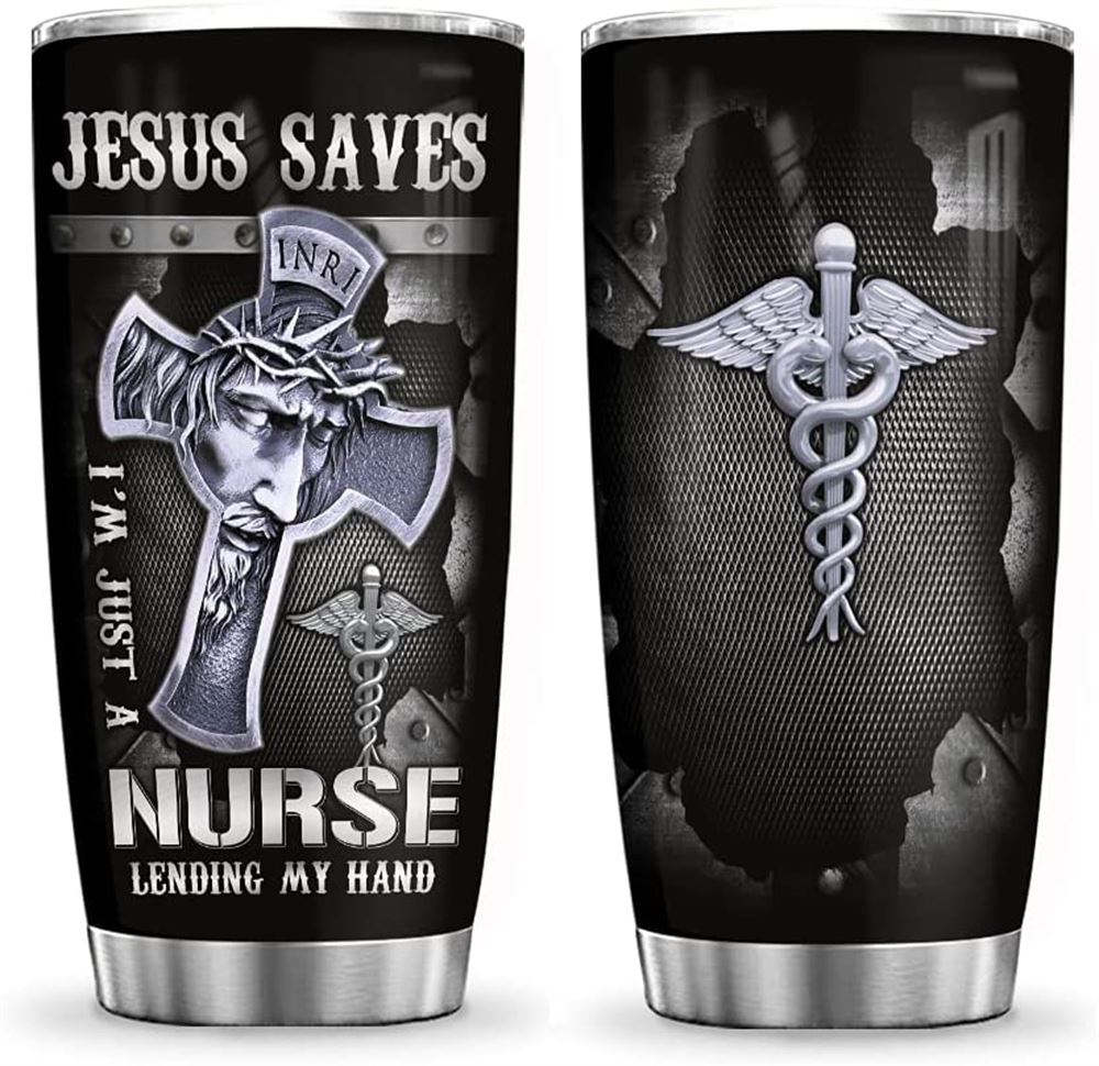 20oz Printed Faith Nurse Metal Stylenurse Inspirationgift For Nurse Tumbler Cup With Lid Double Wall