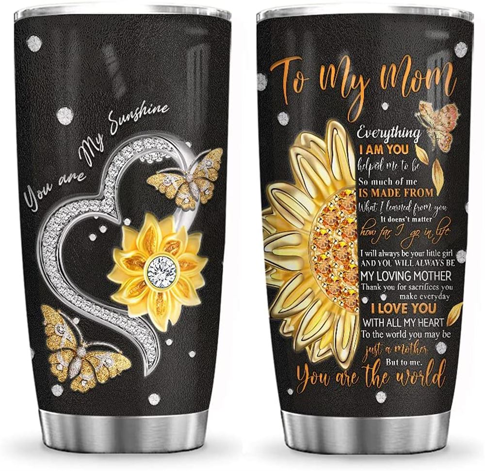 20oz Printed Jewelry My Sunflower Mom Butterfly Butterfly Lovers Tumbler Cup With Lid Double Wall Va