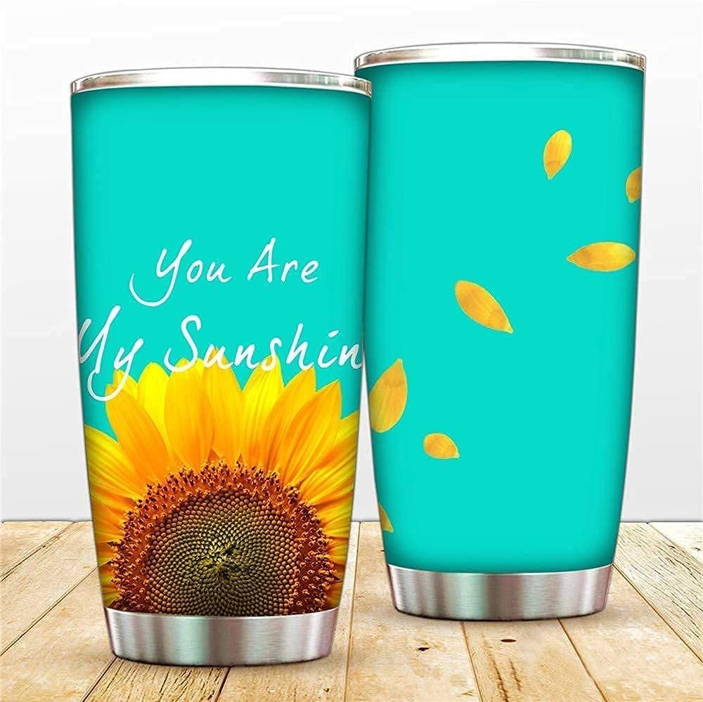 20oz Travel Tumbler Mug You Are My Sunshine Stainless Steel Cup Vacuum Insulated Sunflower Coffee Cu