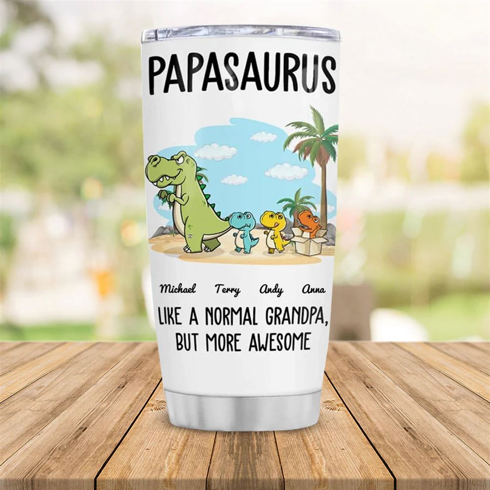 20oz Tumbler Personalized 20oz Grandpasaurus Papasaurus Tumbler Cup With Lid