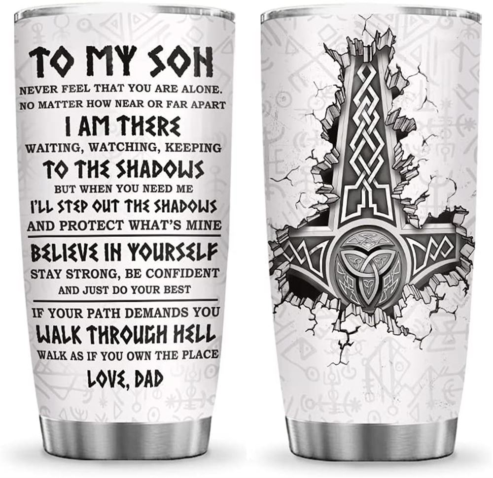 20oz Viking Celtic To My Son Inspiration Tumbler Cup With Lid Double Wall Vacuum Thermos Insulated T