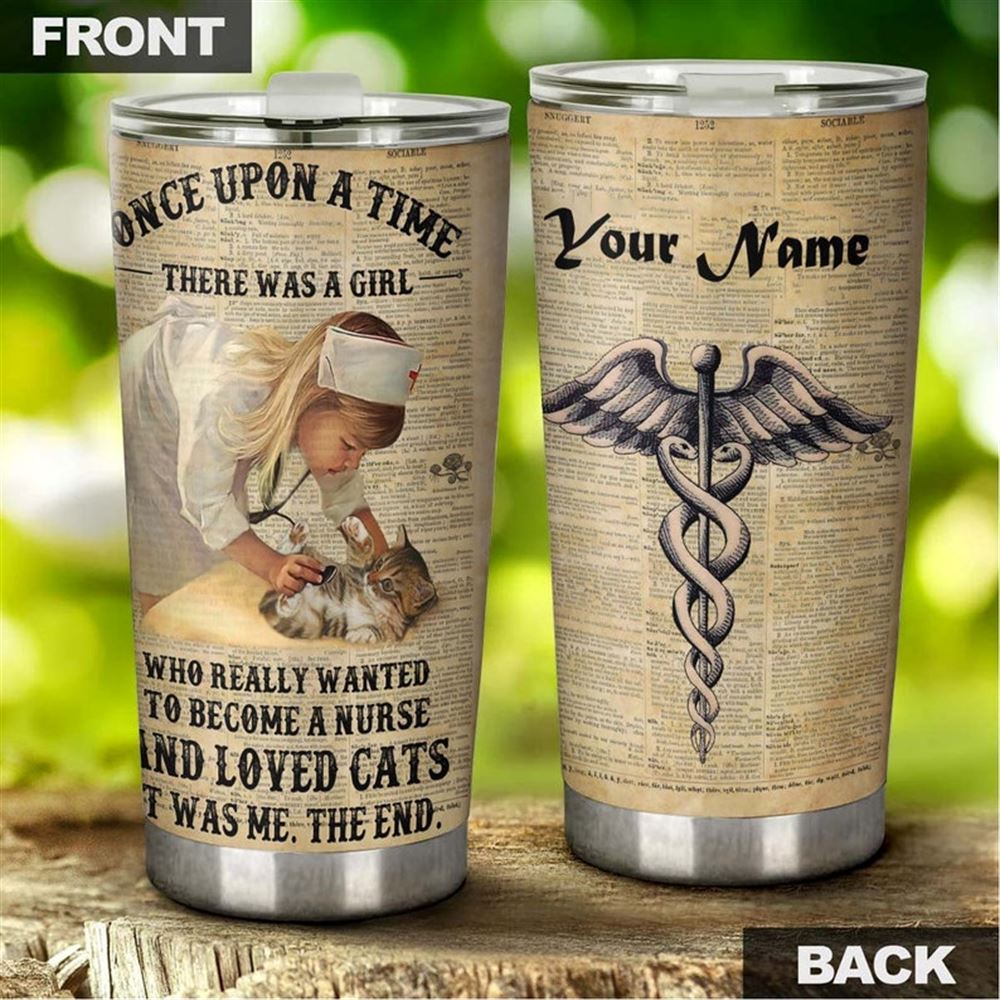 A Girl Nurse Loves Cat Vintage Personalized Nurse Tumbler-funny Nurse Tumbler-appreciation Nurse Gif